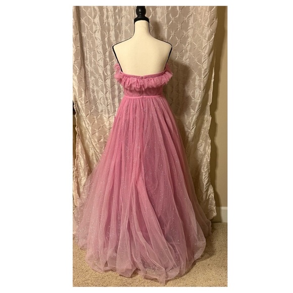 MAC DUGGAL Strapless Glitter Tulle Gown Sparkle Maxi Dress Pink Formal prom - Picture 6 of 17
